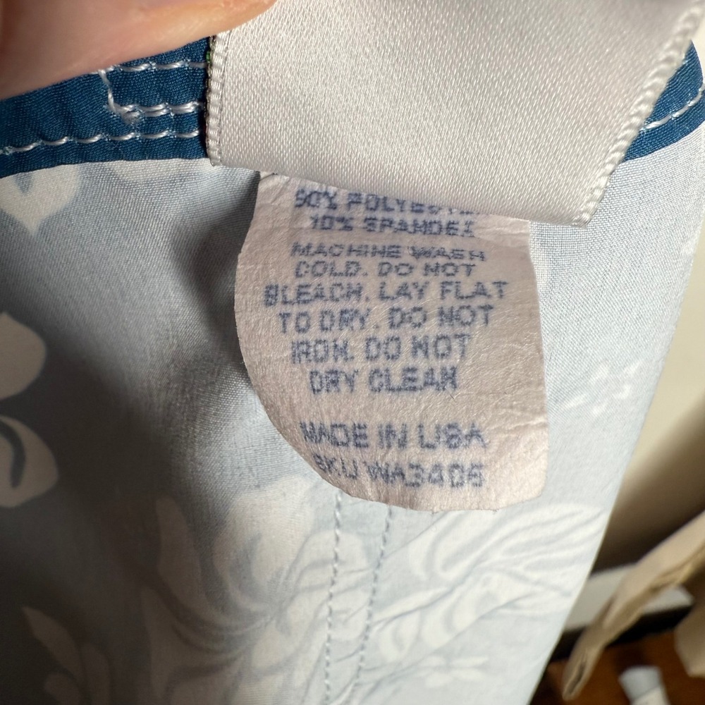 VTG Birdwell Beach Britches Blue Floral Swim Skirt Women's Sz L Made in USA - Picture 5 of 9